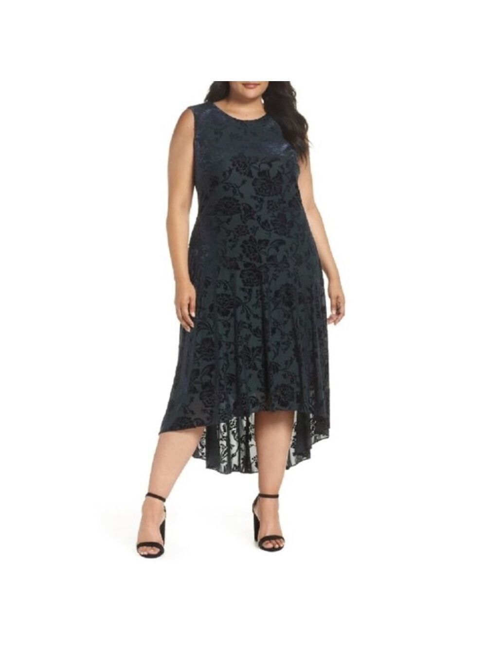 VINCE CAMUTO Burnout Velvet High/Low Midi Dress